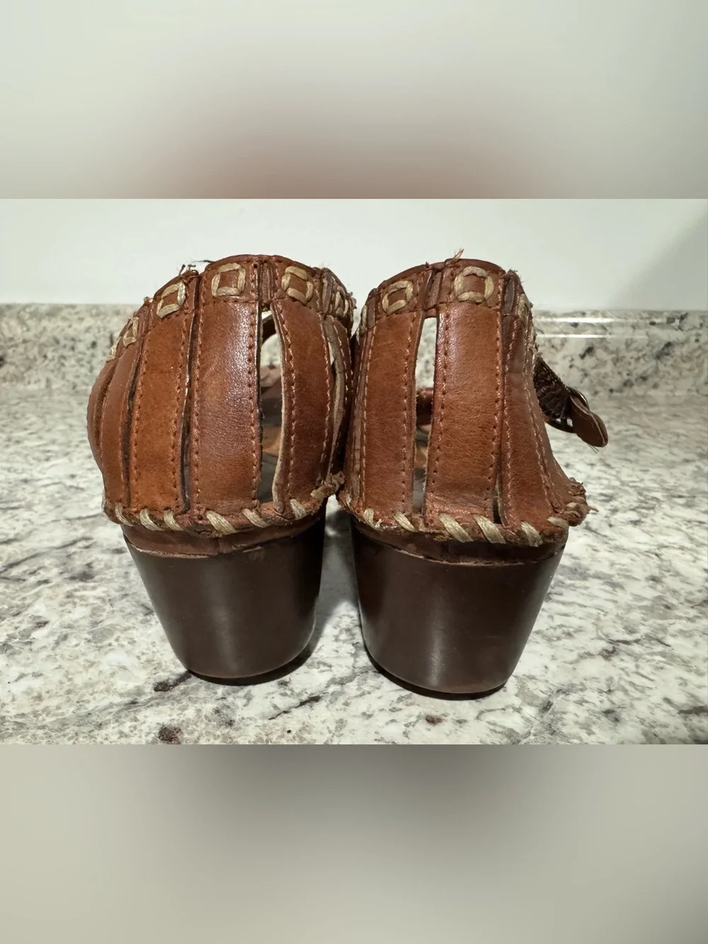 Ariat Shalimar Leather T-Strap Buckle Wedge Gladiator Sandals Women’s Size 8B